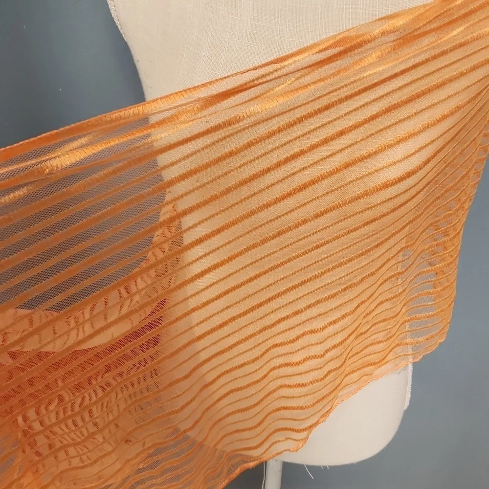 Just Be Mix Media Sheer Ribbon Lace Neon Orange Tiger Print Circle Wrap Scarf